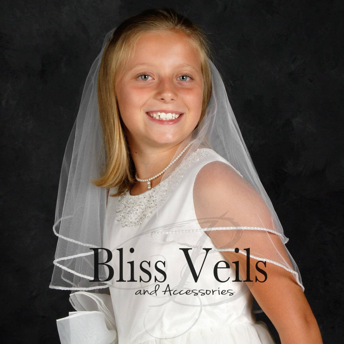 Pearl First Communion veil worn for Holy Communion