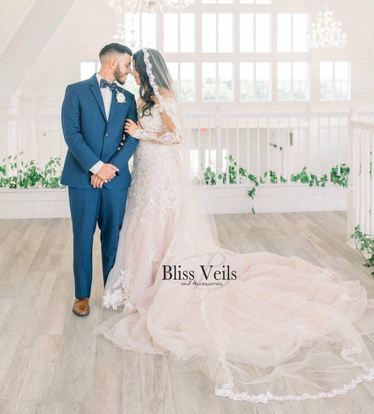 Cathedral lace mantilla wedding veil