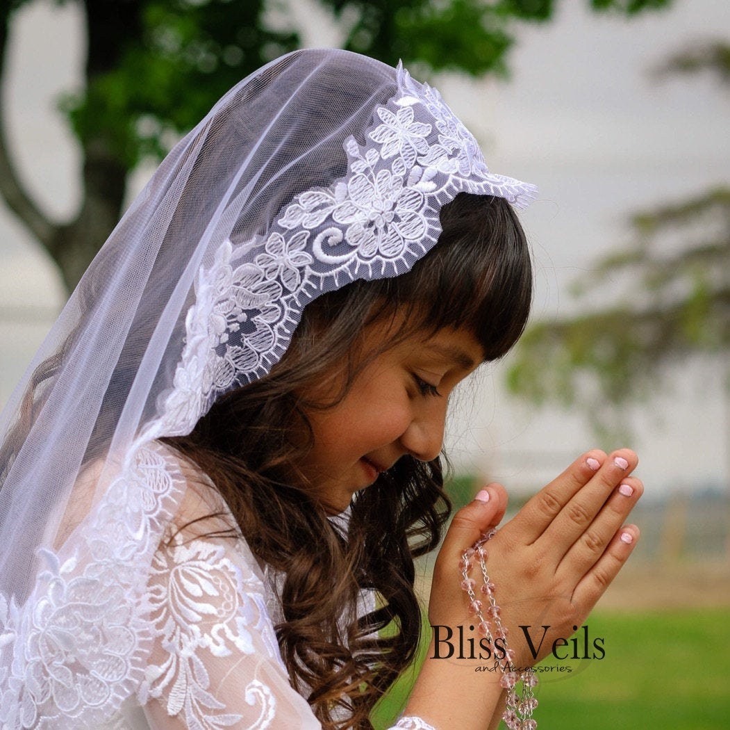 First Holy Communion mantilla veil made from soft tulle