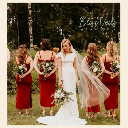 Sheer cut edge wedding veil in soft tulle with lightweight one tier design